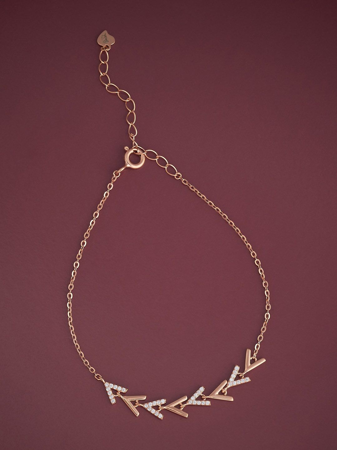 Kushal's Fashion Jewellery 92.5 Sterling Silver Rose Gold-Plated CZ Studded Link Bracelet
Kushal's Fashion Jewellery 92.5 Sterling Silver Rose Gold-Plated CZ Studded Link Bracelet
