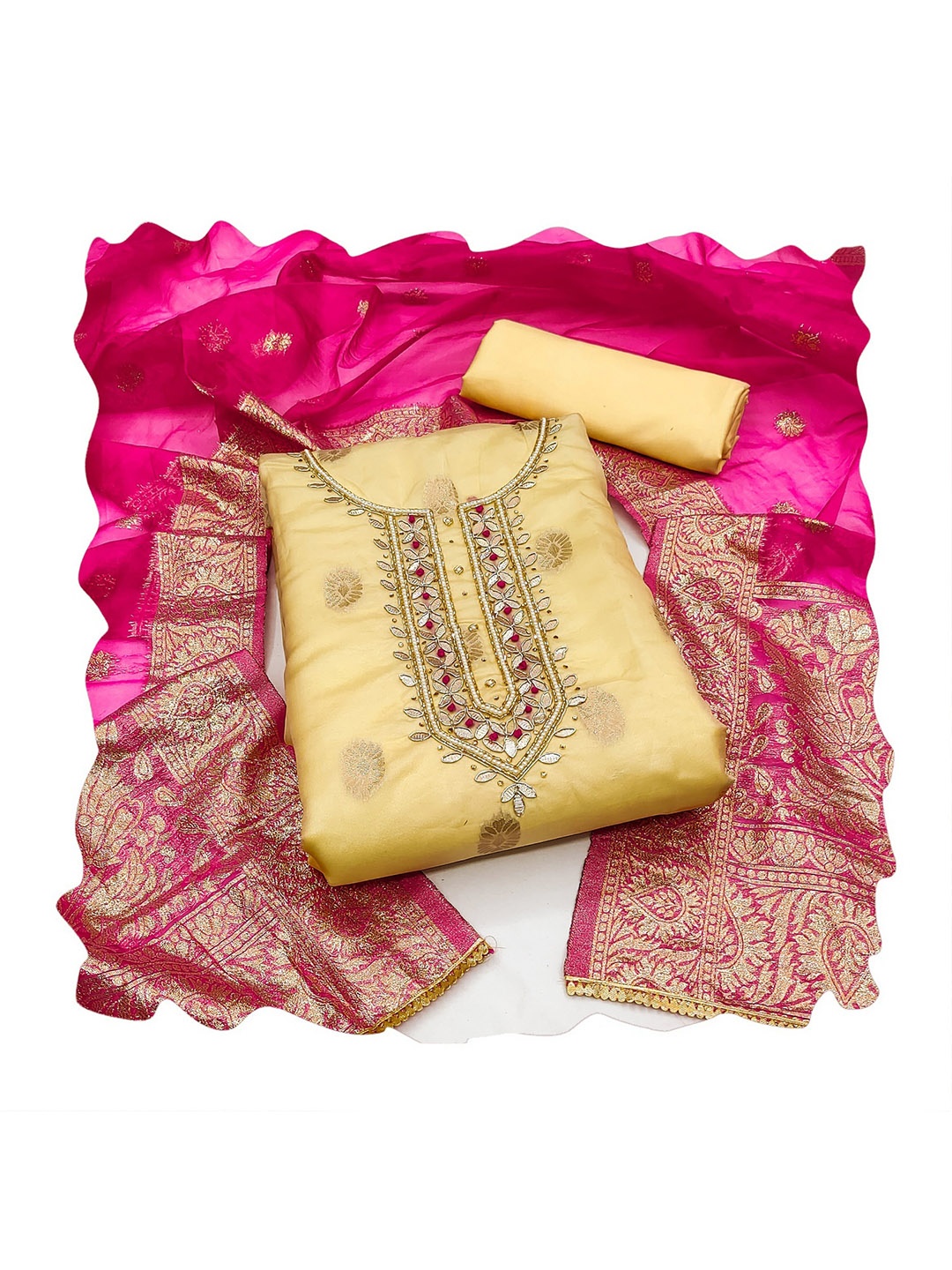 NEGRONI Floral Woven Design Organza Beads And Stones Unstitched Dress Material, Yellow
NEGRONI Floral Woven Design Organza Beads And Stones Unstitched Dress Material, Yellow