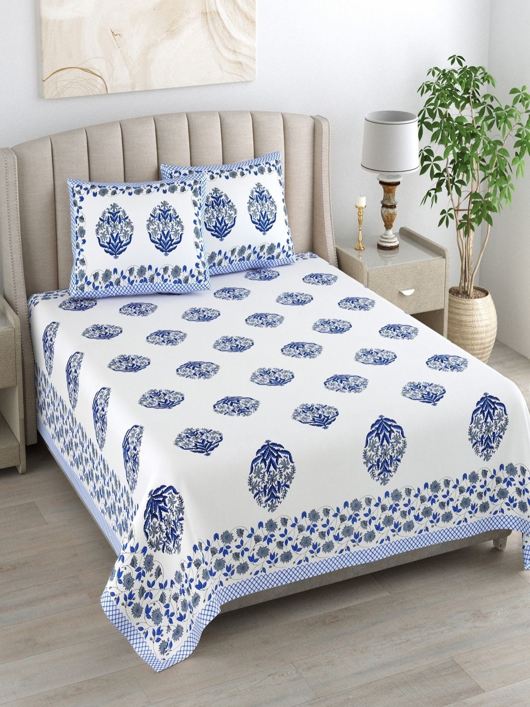 Myntra Elegant Homes Blue Printed 180 TC Pure Cotton King Bedsheet Set 2.74 m x 2.54m
Myntra Elegant Homes Blue Printed 180 TC Pure Cotton King Bedsheet Set 2.74 m x 2.54m