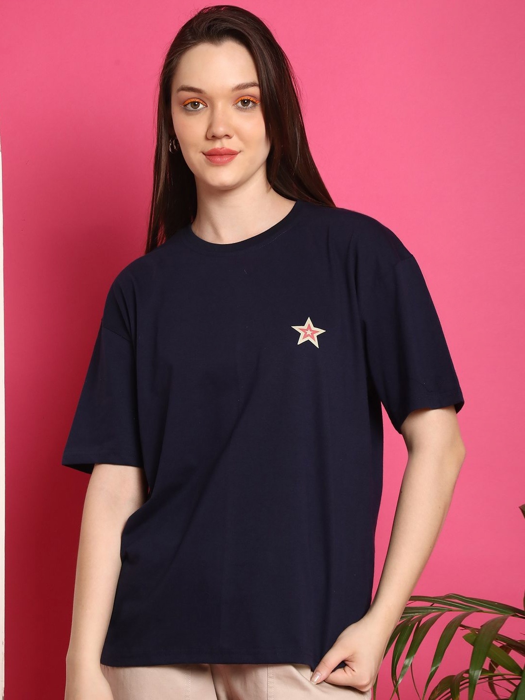 Metronaut Women Pack Of 2 Typography Printed Round Neck Cotton Oversized T-shirts, Navy blue
Metronaut Women Pack Of 2 Typography Printed Round Neck Cotton Oversized T-shirts, Navy blue