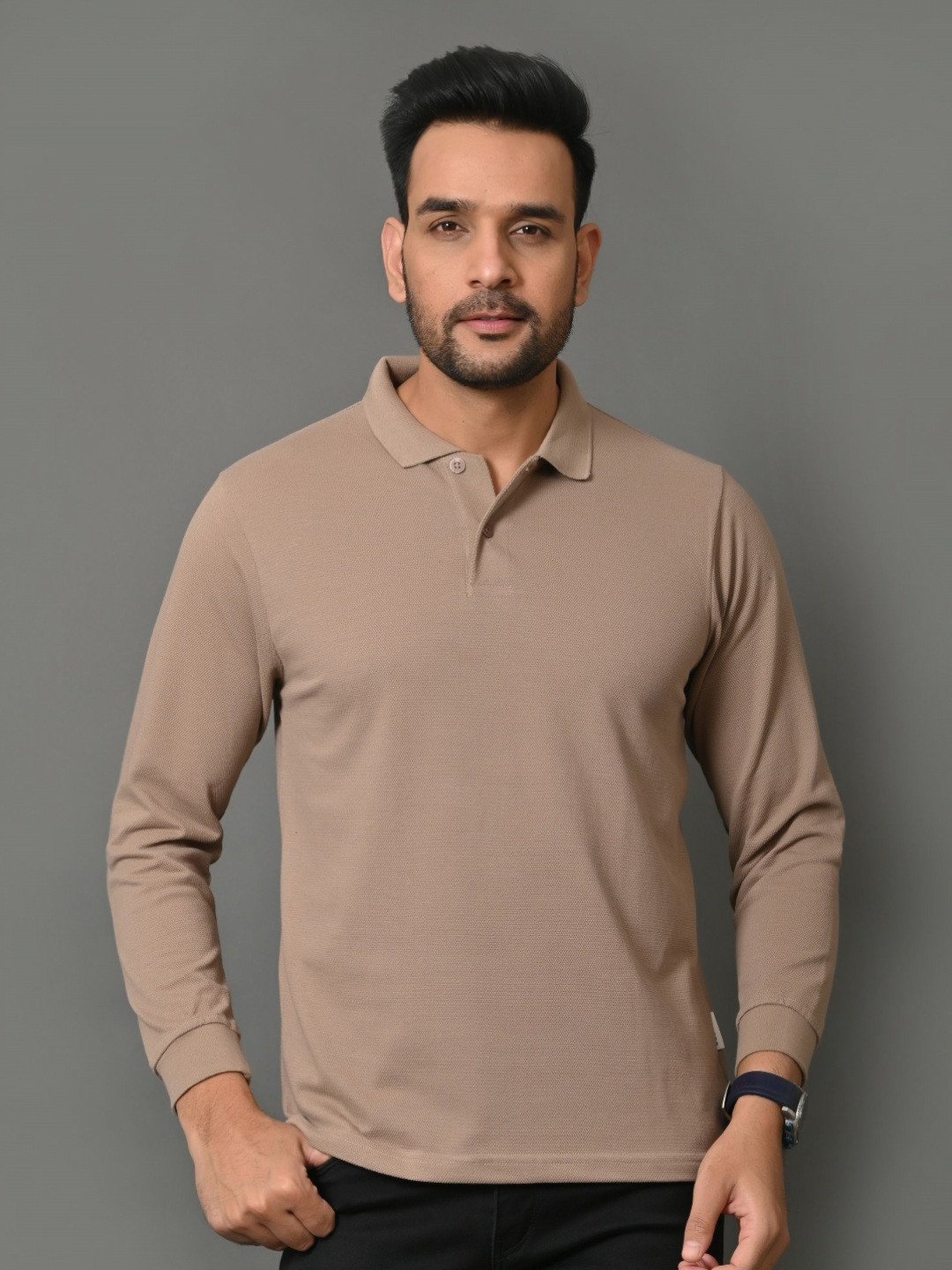 ARBOUR Men Solid Polo Collar Cotton Slim Fit T-shirt, Taupe
ARBOUR Men Solid Polo Collar Cotton Slim Fit T-shirt, Taupe
