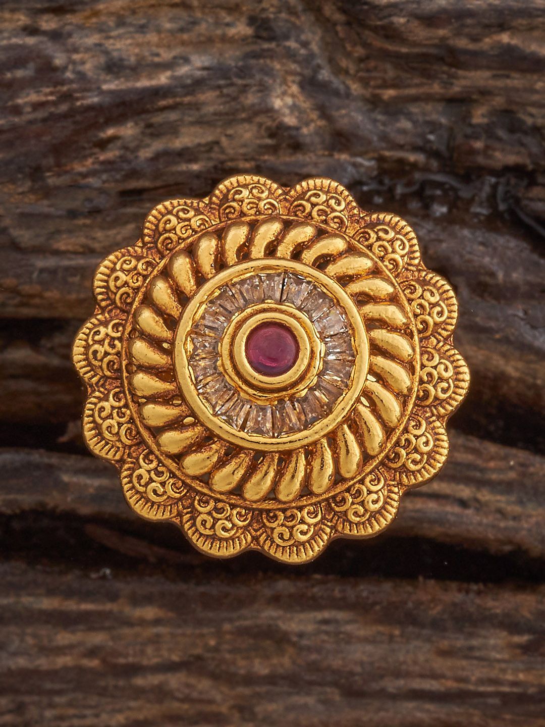Kushal's Fashion Jewellery Ruby Gold-Plated Stone-Studded Adjustable Antique Finger Ring
Kushal's Fashion Jewellery Ruby Gold-Plated Stone-Studded Adjustable Antique Finger Ring