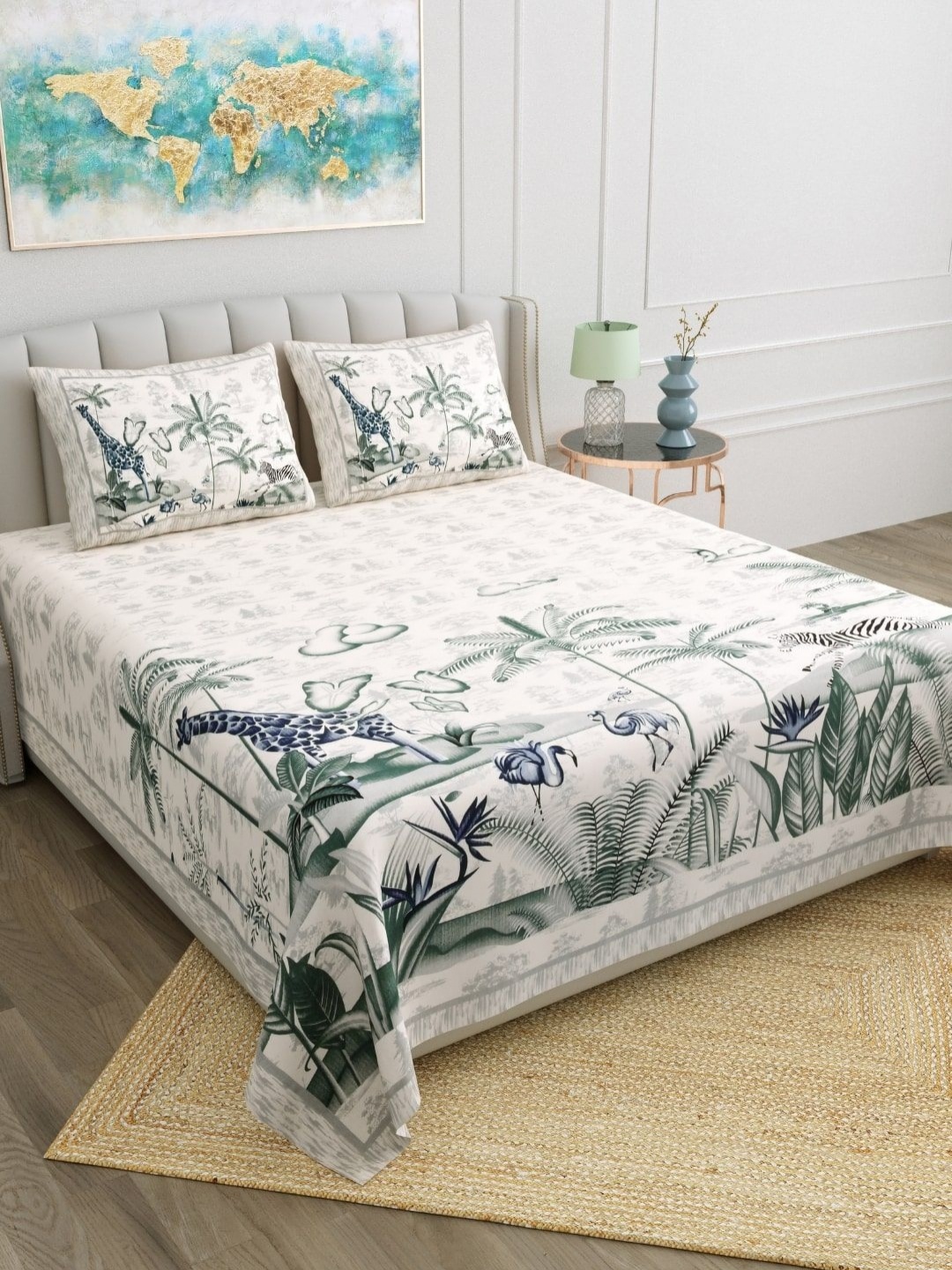 BED-SHEET.COM Green & Cream Floral Printed Cotton 180 TC King Bedsheet Set 2.28 m x 2.74 m
BED-SHEET.COM Green & Cream Floral Printed Cotton 180 TC King Bedsheet Set 2.28 m x 2.74 m