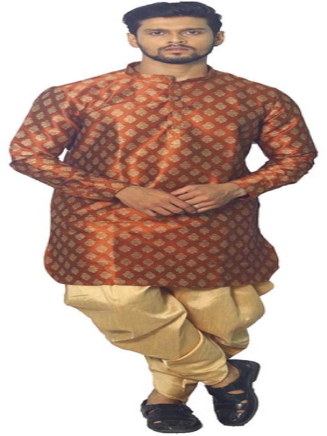 House of Aqss Woven Design Mandarin Collar Dupion Silk Straight Kurta With Dhoti Pants, Brown
House of Aqss Woven Design Mandarin Collar Dupion Silk Straight Kurta With Dhoti Pants, Brown
