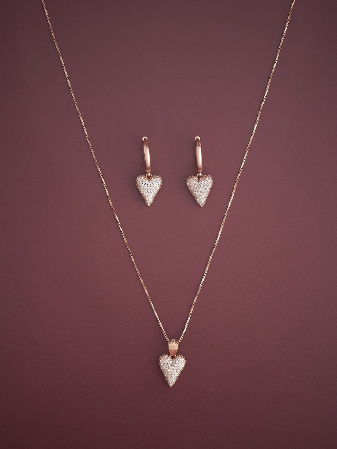 Kushal's Fashion Jewellery Sterling Silver Rose Gold-Plated CZ Studded Jewellery Set
Kushal's Fashion Jewellery Sterling Silver Rose Gold-Plated CZ Studded Jewellery Set