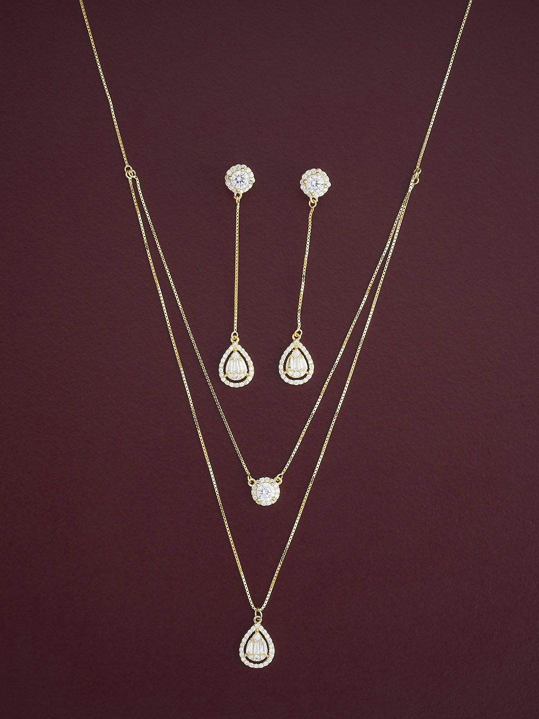 Kushal's Fashion Jewellery 92.5 Sterling Silver Gold-Plated Zircon Jewellery Set
Kushal's Fashion Jewellery 92.5 Sterling Silver Gold-Plated Zircon Jewellery Set