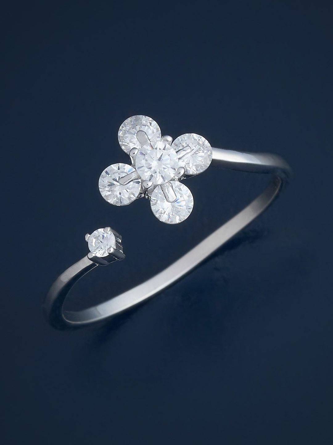 Kushal's Fashion Jewellery Sterling Silver Rhodium-Plated CZ Studded Temple Finger Ring
Kushal's Fashion Jewellery Sterling Silver Rhodium-Plated CZ Studded Temple Finger Ring