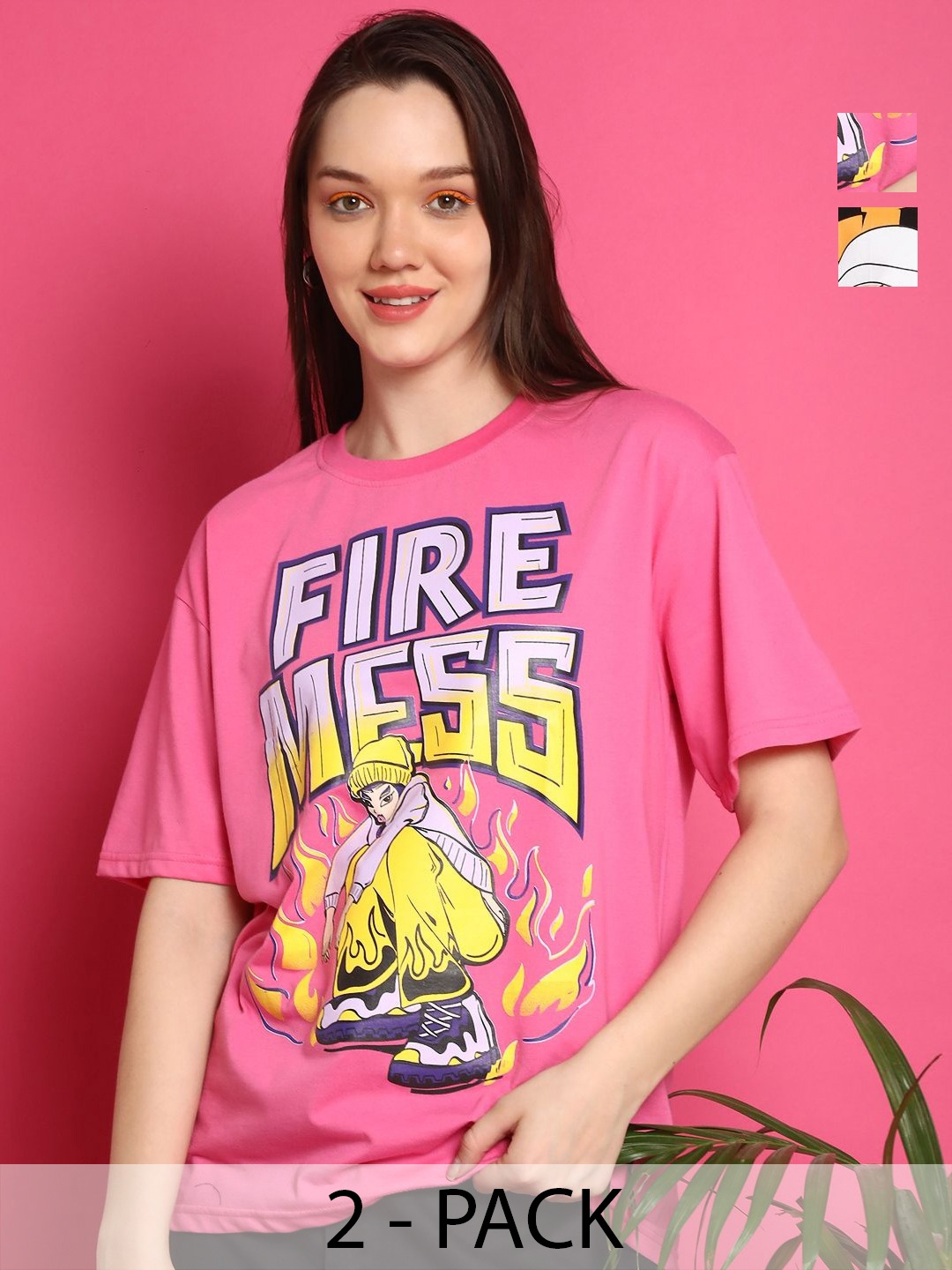 Metronaut Women Pack Of 2 Typography Printed Round Neck Cotton Oversized T-shirts, Pink
Metronaut Women Pack Of 2 Typography Printed Round Neck Cotton Oversized T-shirts, Pink