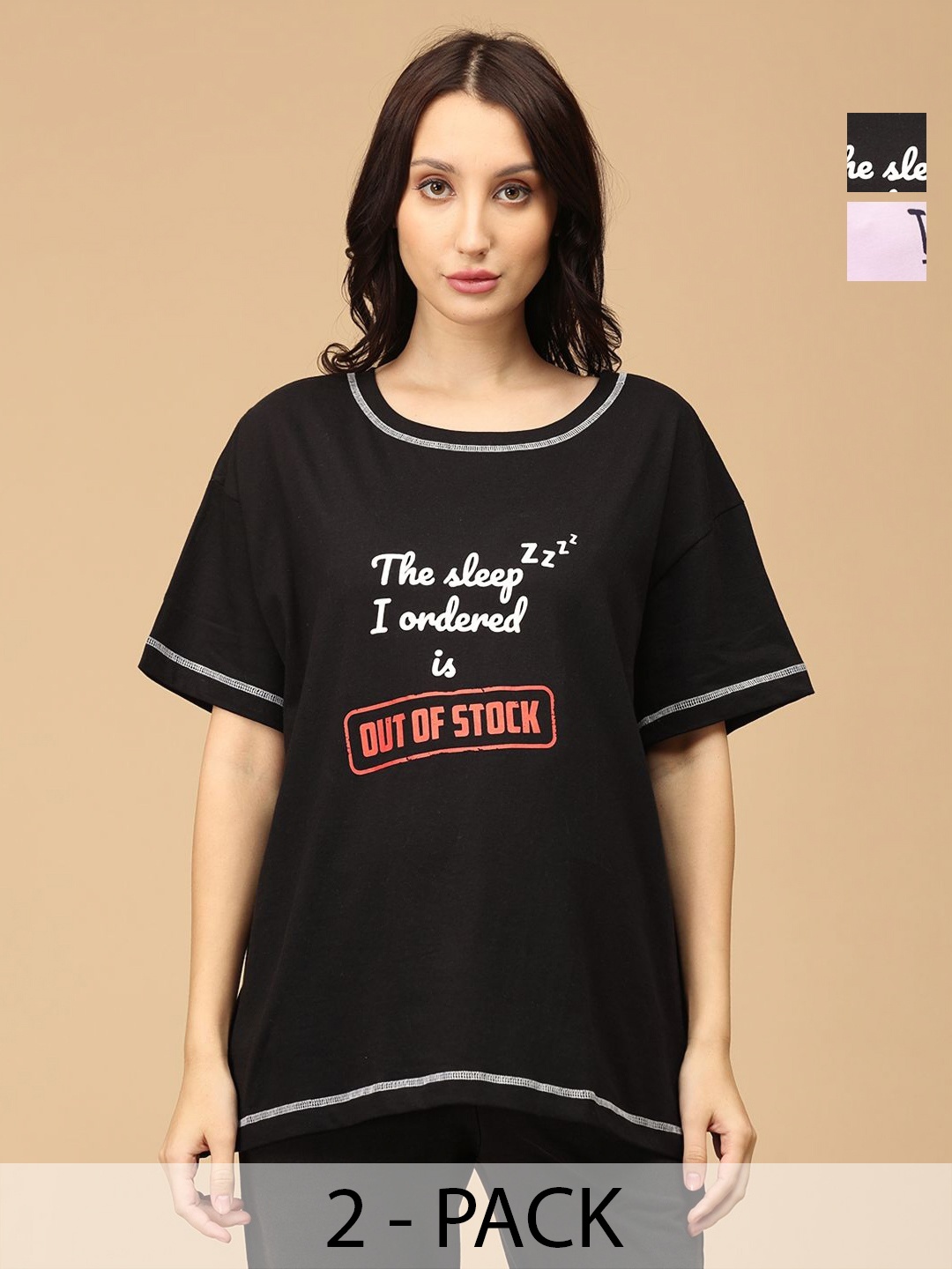 The Mom Store Women Pack Of 2 Typography Printed Round Neck Cotton Oversized T-shirts, Black
The Mom Store Women Pack Of 2 Typography Printed Round Neck Cotton Oversized T-shirts, Black