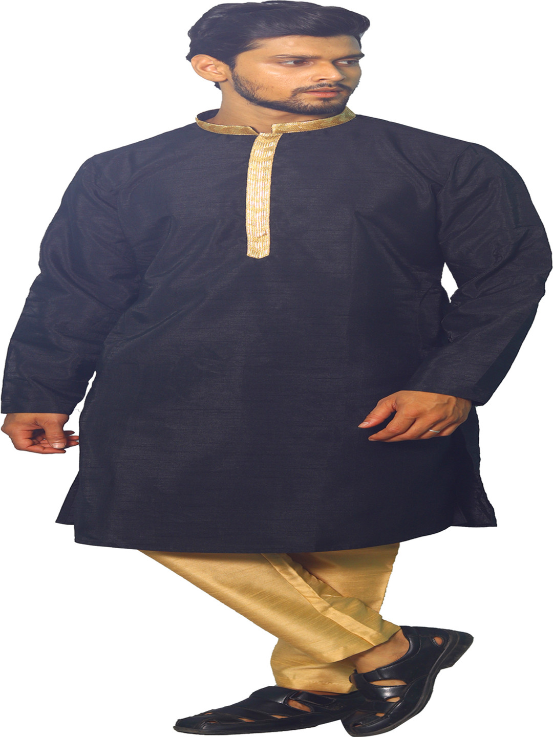 House of Aqss Mandarin Collar Thread Work Dupion Silk Straight Kurta With Pyjamas, Black
House of Aqss Mandarin Collar Thread Work Dupion Silk Straight Kurta With Pyjamas, Black