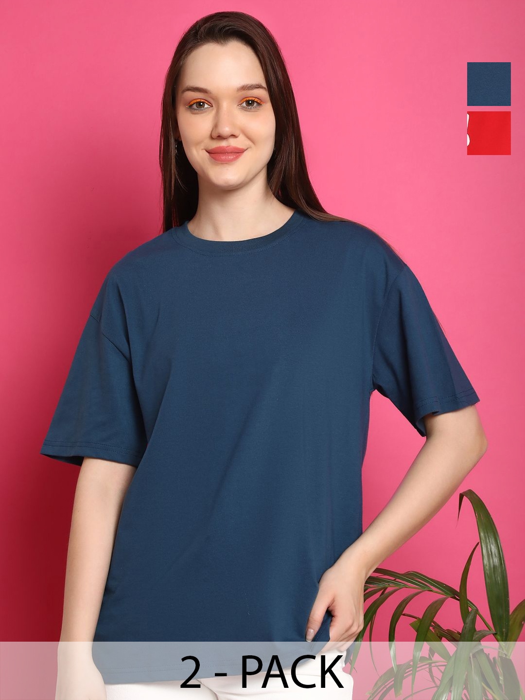 Metronaut Women Pack Of 2 Graphic Printed Round Neck Cotton Oversized T-shirts, Teal
Metronaut Women Pack Of 2 Graphic Printed Round Neck Cotton Oversized T-shirts, Teal