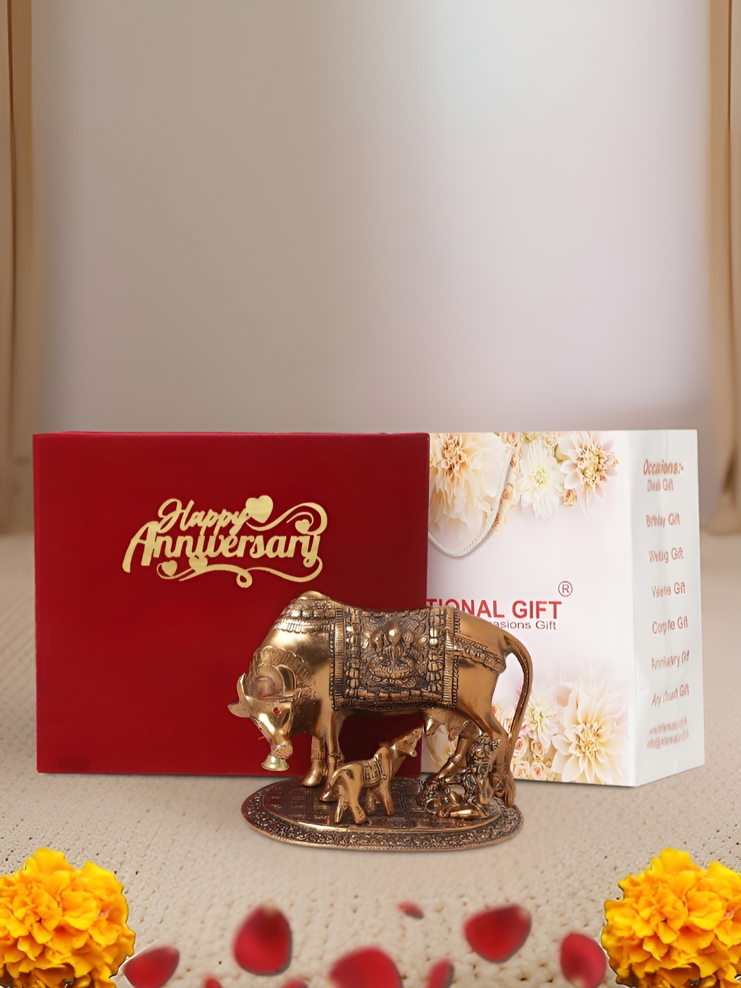 INTERNATIONAL GIFT Brown Kamdhenu Cow With Lord Krishna Religious Idol Showpiece, Copper
INTERNATIONAL GIFT Brown Kamdhenu Cow With Lord Krishna Religious Idol Showpiece, Copper