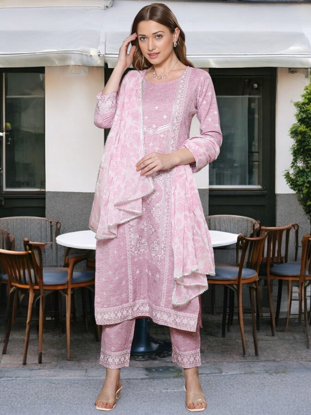 True Shape Ethnic Motifs Printed Round Neck Cotton Straight Kurta With Trouser & Dupatta, Purple
True Shape Ethnic Motifs Printed Round Neck Cotton Straight Kurta With Trouser & Dupatta, Purple