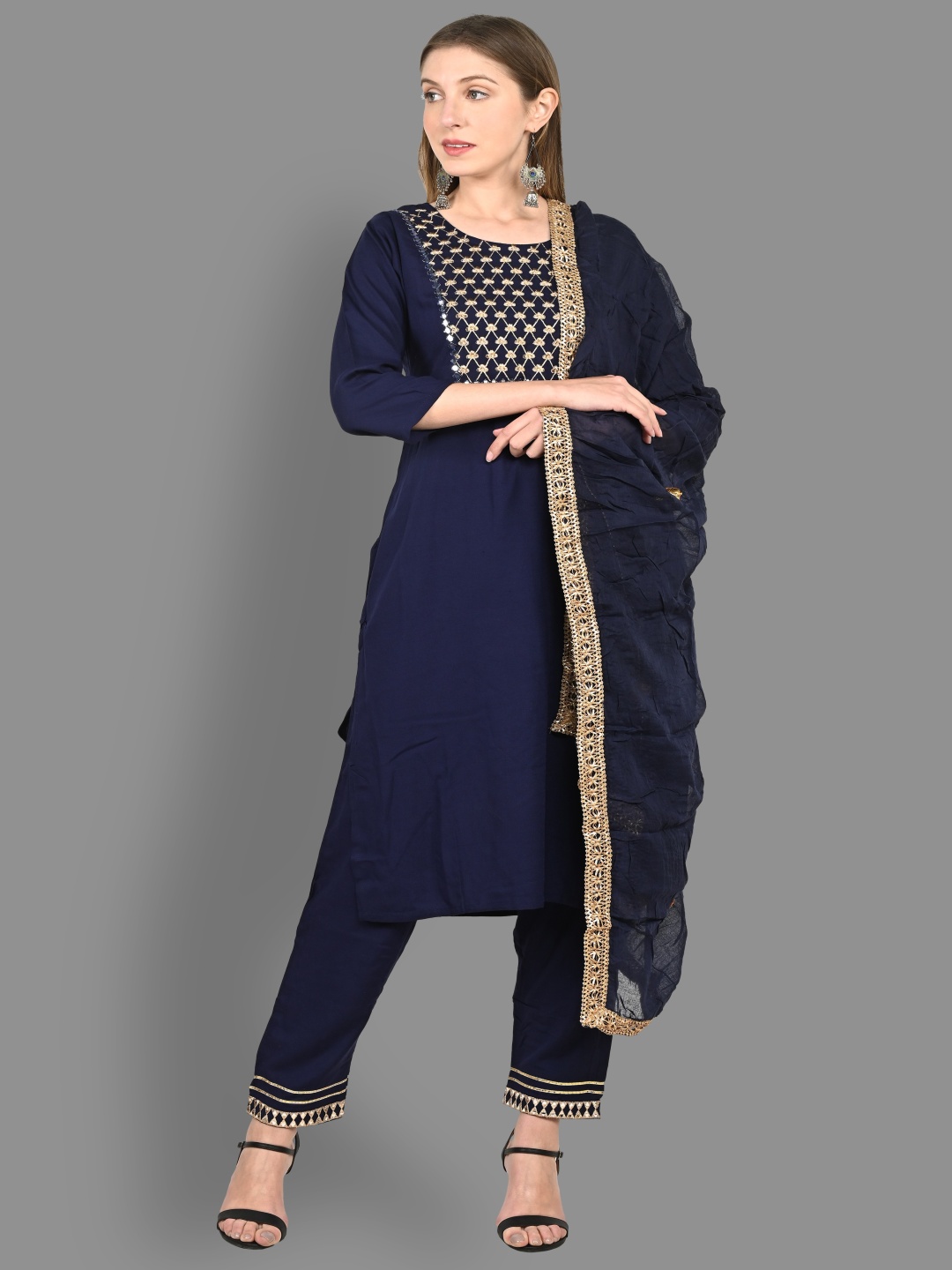 Moda Rapido Floral Yoke Design Mirror Work Straight Kurta With Trousers And Dupatta, Blue
Moda Rapido Floral Yoke Design Mirror Work Straight Kurta With Trousers And Dupatta, Blue