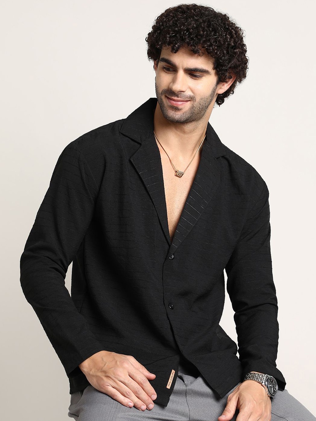 Campus Sutra Men Comfort Fit Cuban Collar Horizontal Striped Cotton Casual Shirt, Black
Campus Sutra Men Comfort Fit Cuban Collar Horizontal Striped Cotton Casual Shirt, Black