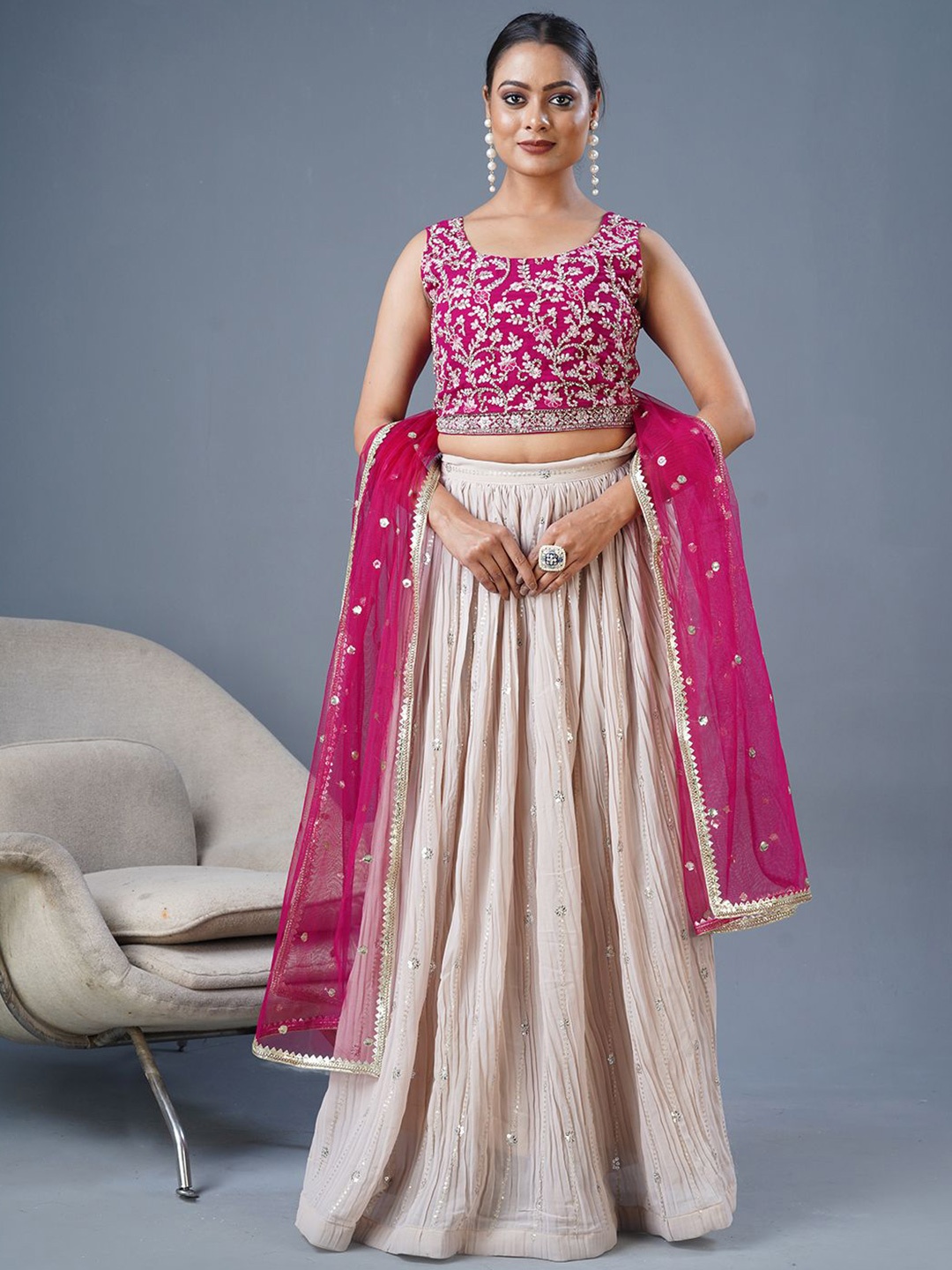 flaher Floral Embroidered Thread Work Ready to Wear Lehenga & Blouse With Dupatta, Beige
flaher Floral Embroidered Thread Work Ready to Wear Lehenga & Blouse With Dupatta, Beige
