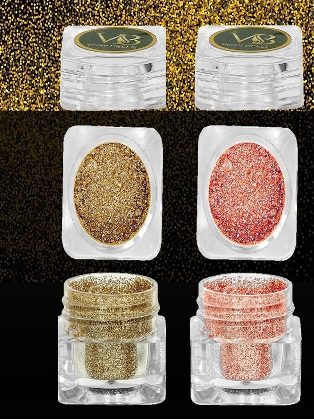 Veoni BELLE Set Of 2 Loose Pigments HD Shimmer Body & Face Highlighter Eyeshadow- 5 g Each, Rose gold
Veoni BELLE Set Of 2 Loose Pigments HD Shimmer Body & Face Highlighter Eyeshadow- 5 g Each, Rose gold