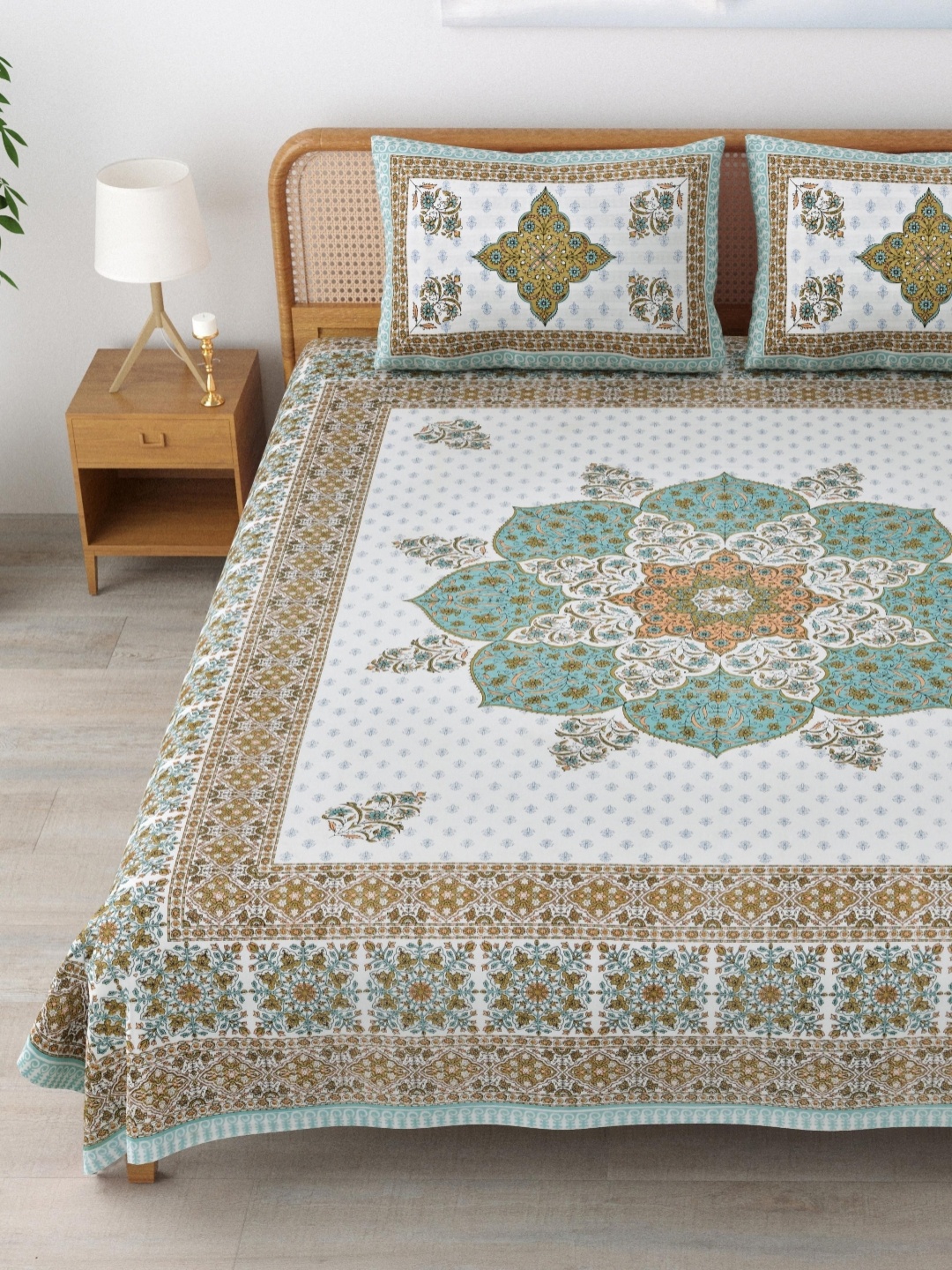 MAFATLAL Sanskriti White & Brown Printed Cotton 144 TC King Bedsheet Set- 2.34 m x 2.70 m
MAFATLAL Sanskriti White & Brown Printed Cotton 144 TC King Bedsheet Set- 2.34 m x 2.70 m