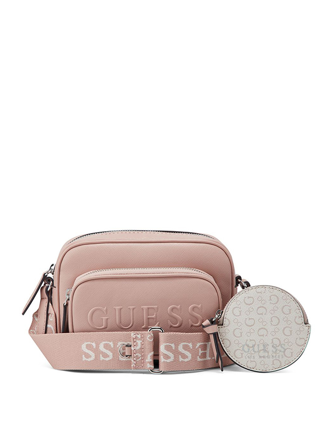 GUESS Structured Shoulder Bag with Applique, Mauve 
GUESS Structured Shoulder Bag with Applique, Mauve