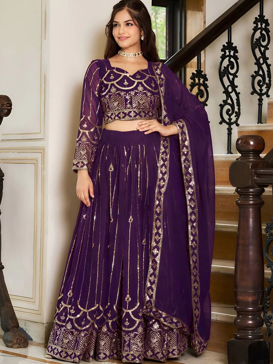 Kedar Fab Embellished Sequinned Semi-Stitched Lehenga & Unstitched Blouse With Dupatta, Purple
Kedar Fab Embellished Sequinned Semi-Stitched Lehenga & Unstitched Blouse With Dupatta, Purple