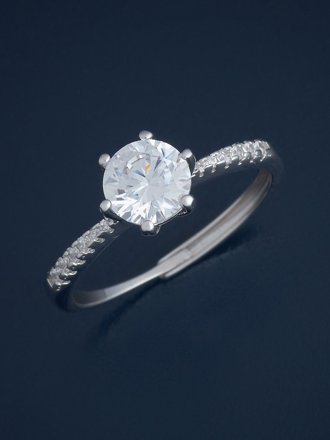 Kushal's Fashion Jewellery Sterling Silver Rhodium-Plated CZ Studded Temple Finger Ring
Kushal's Fashion Jewellery Sterling Silver Rhodium-Plated CZ Studded Temple Finger Ring
