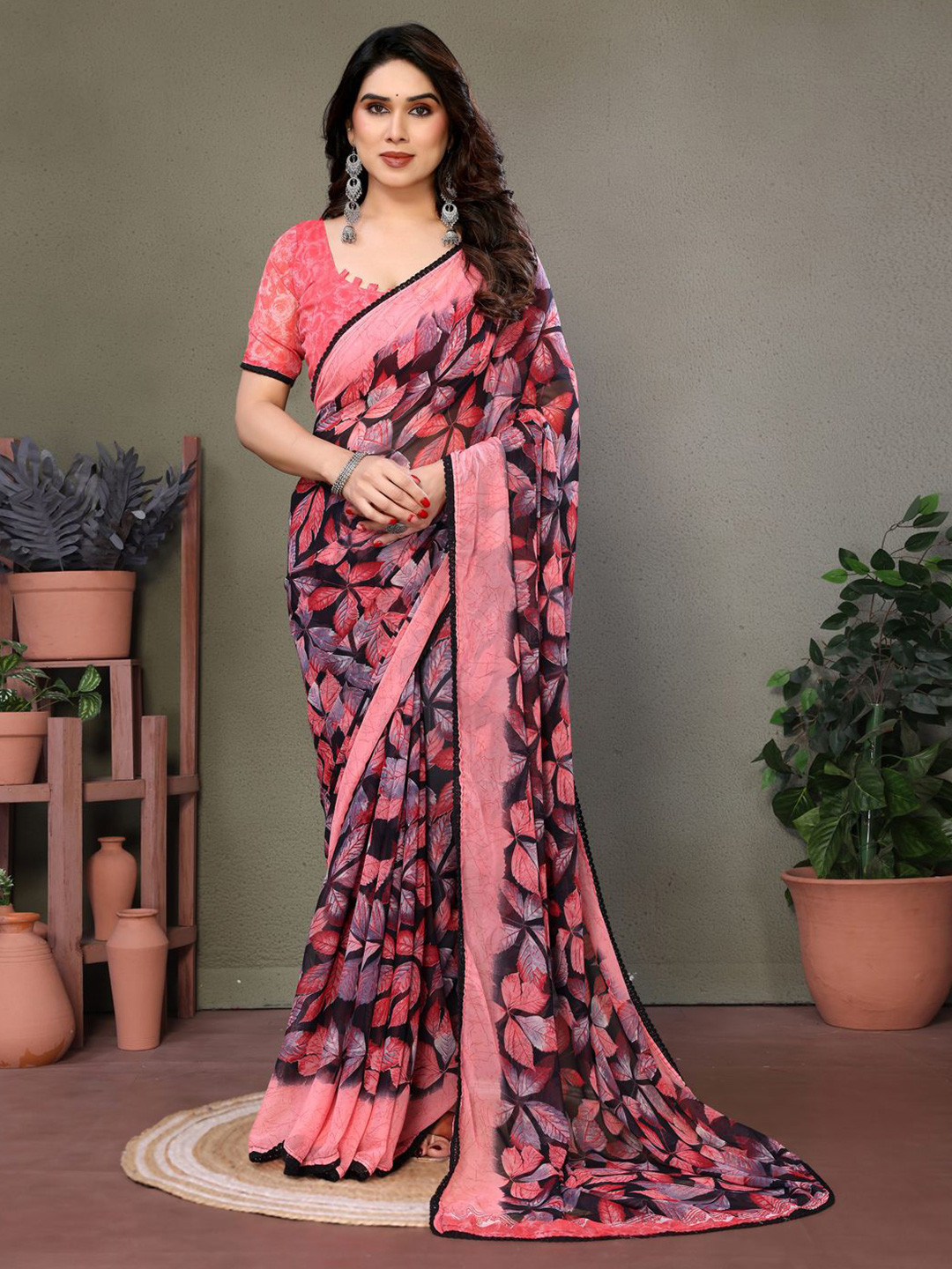 DIVASTRI Printed Saree with Blouse Piece, Red
DIVASTRI Printed Saree with Blouse Piece, Red