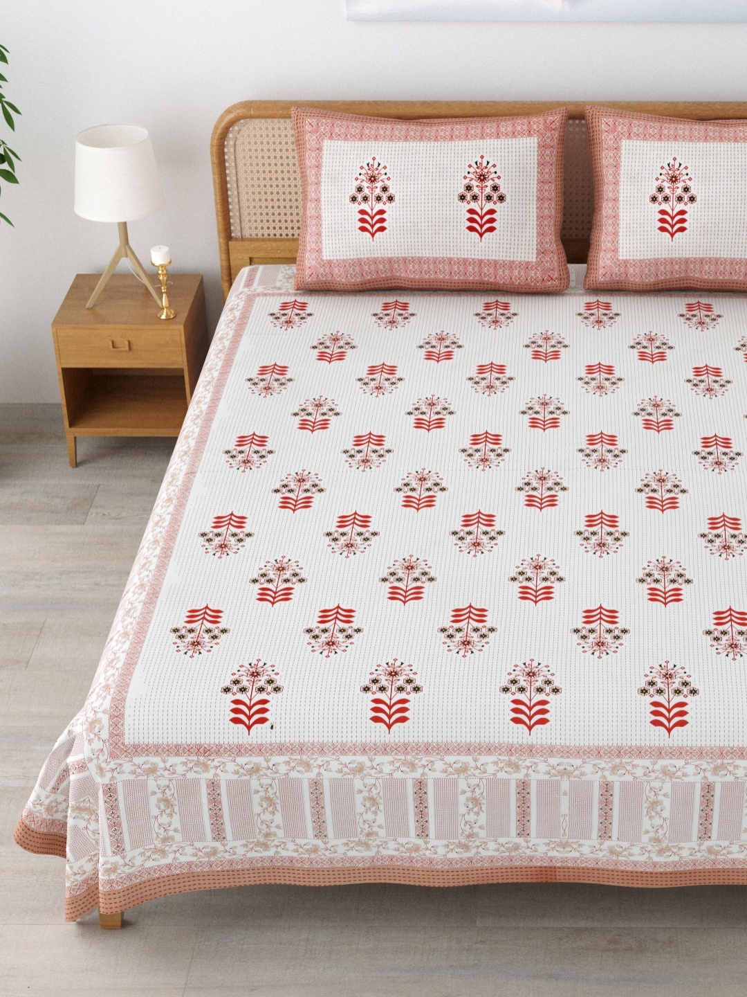 MAFATLAL Sanskriti White & Maroon Printed Cotton 144 TC King Bedsheet Sets 2.34 m x 2.70 m
MAFATLAL Sanskriti White & Maroon Printed Cotton 144 TC King Bedsheet Sets 2.34 m x 2.70 m