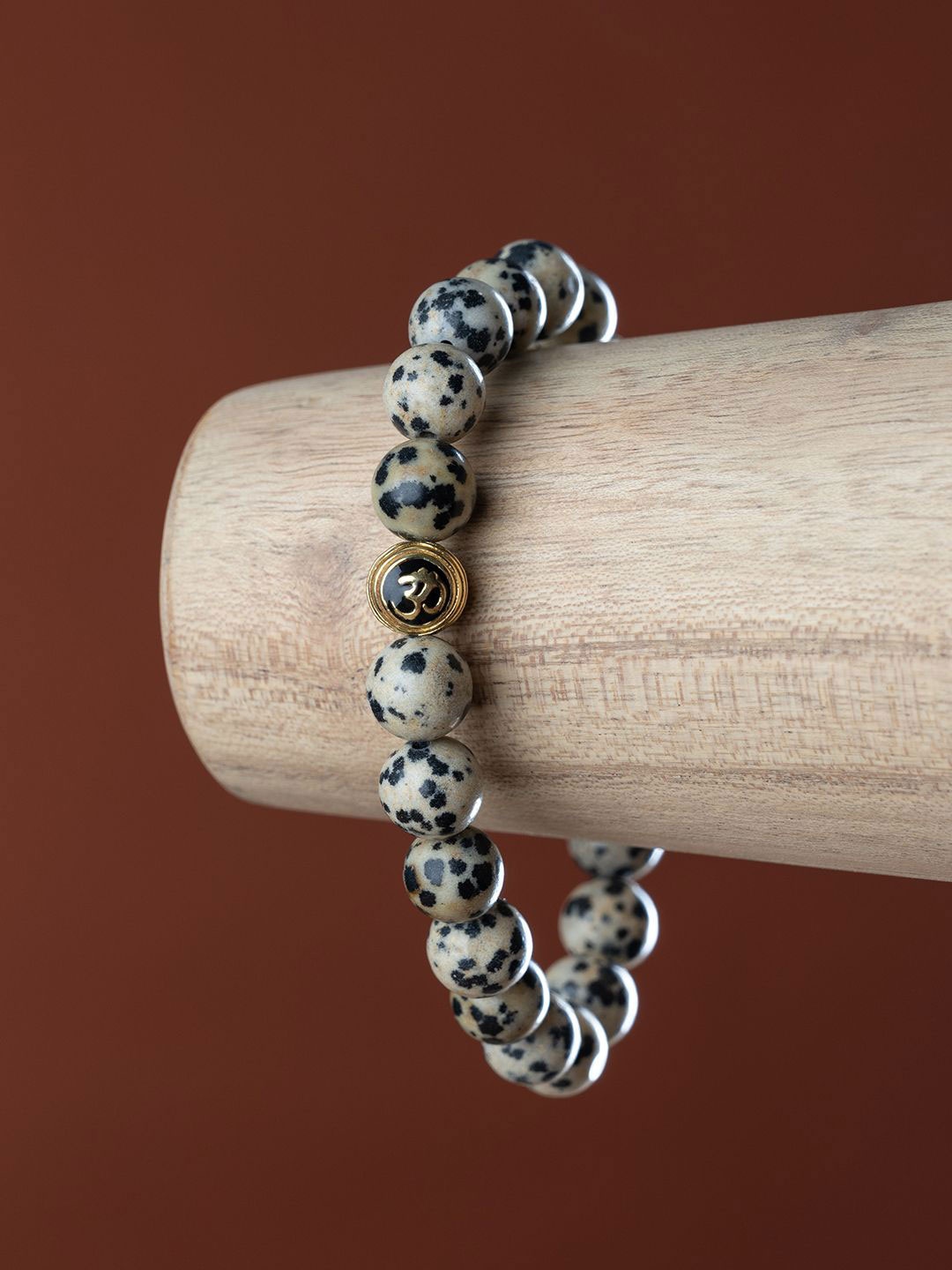 Stone Story By Shruti Men 925 Sterling Silver Gold-Plated Dalmatian Jasper Om Bracelet
Stone Story By Shruti Men 925 Sterling Silver Gold-Plated Dalmatian Jasper Om Bracelet