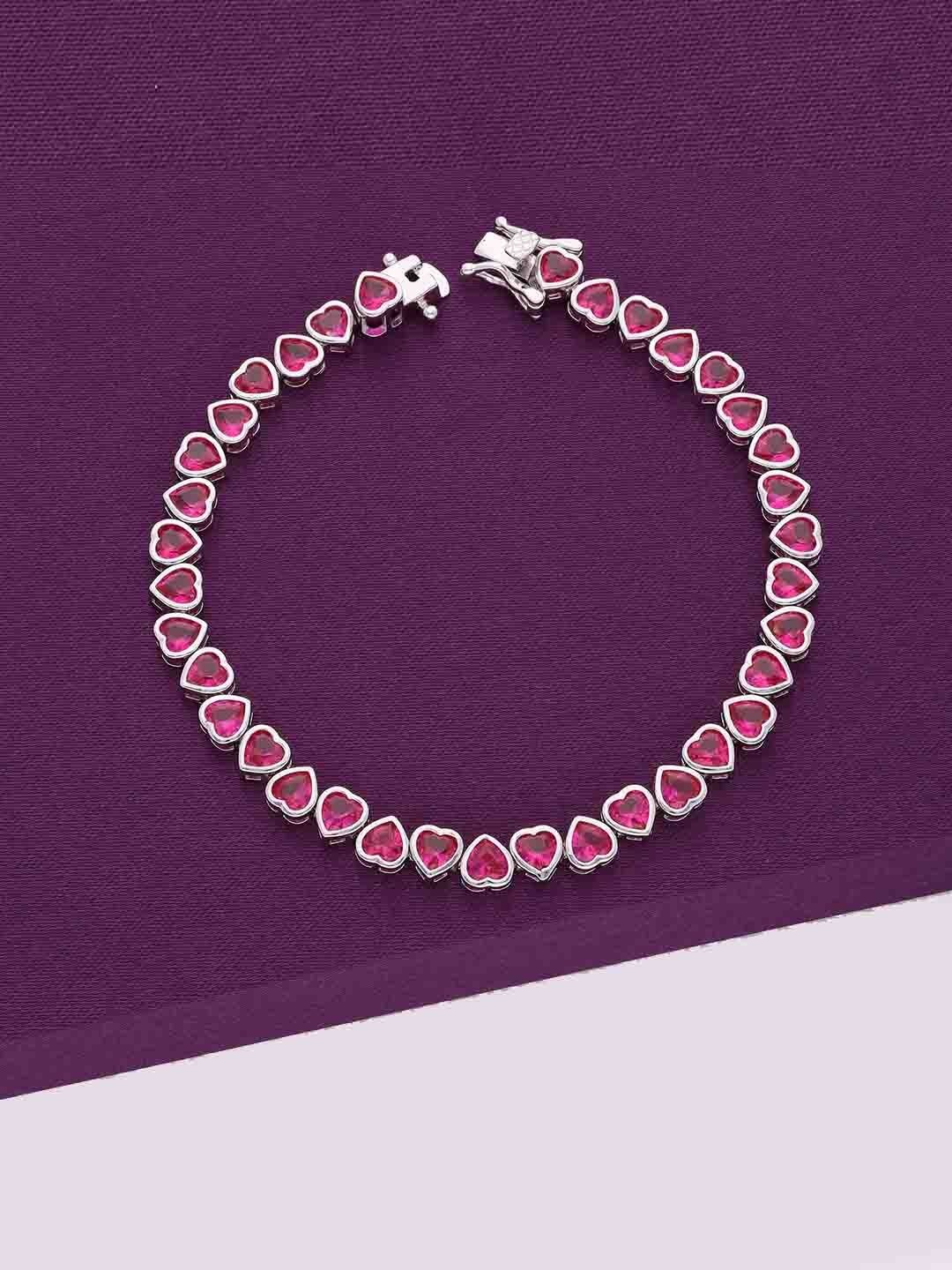 KAI JEWEL Women 92.5 Silver CZ-Studded Rhodium-Plated An Array Of Hearts Link Bracelet
KAI JEWEL Women 92.5 Silver CZ-Studded Rhodium-Plated An Array Of Hearts Link Bracelet