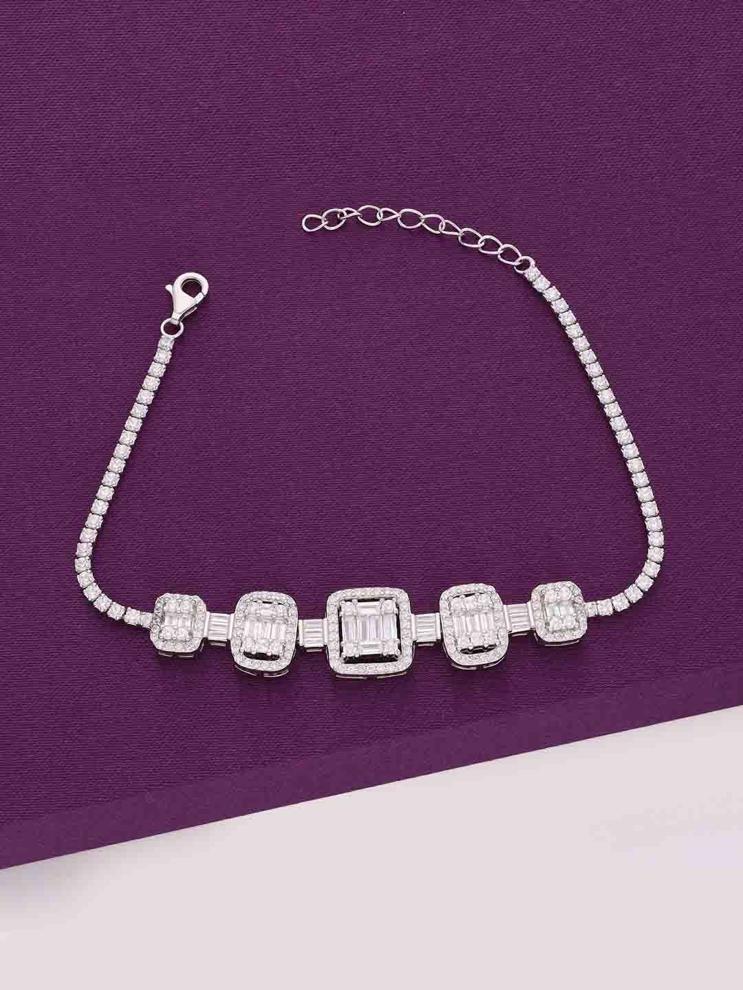KAI JEWEL Women 92.5 Silver Cubic Zirconia Rhodium-Plated Square Cut Classic Link Bracelet
KAI JEWEL Women 92.5 Silver Cubic Zirconia Rhodium-Plated Square Cut Classic Link Bracelet