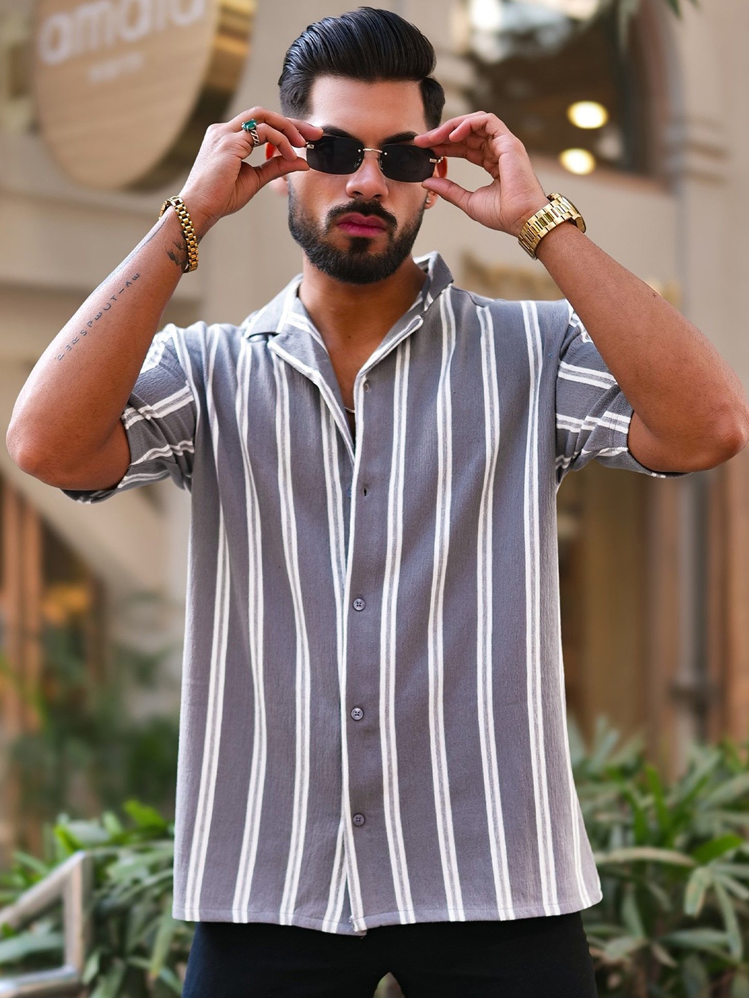 Maniac Men Comfort Oversized Fit Cuban Collar Vertical Striped Cotton Casual Shirt, Grey
Maniac Men Comfort Oversized Fit Cuban Collar Vertical Striped Cotton Casual Shirt, Grey