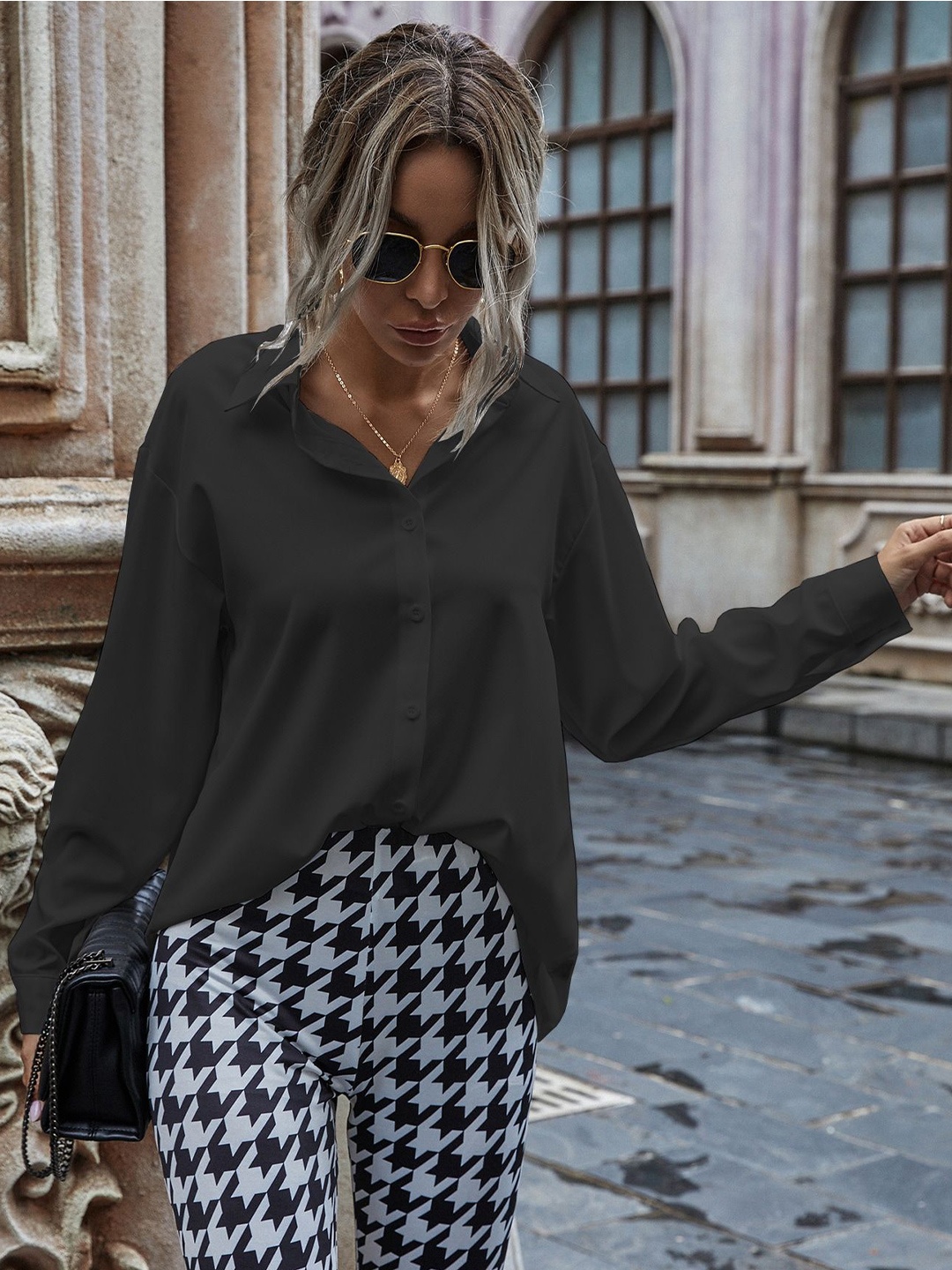 WHY SO FAB Women Comfort Oversized Fit Spread Collar Solid Cotton Casual Shirt, Black
WHY SO FAB Women Comfort Oversized Fit Spread Collar Solid Cotton Casual Shirt, Black