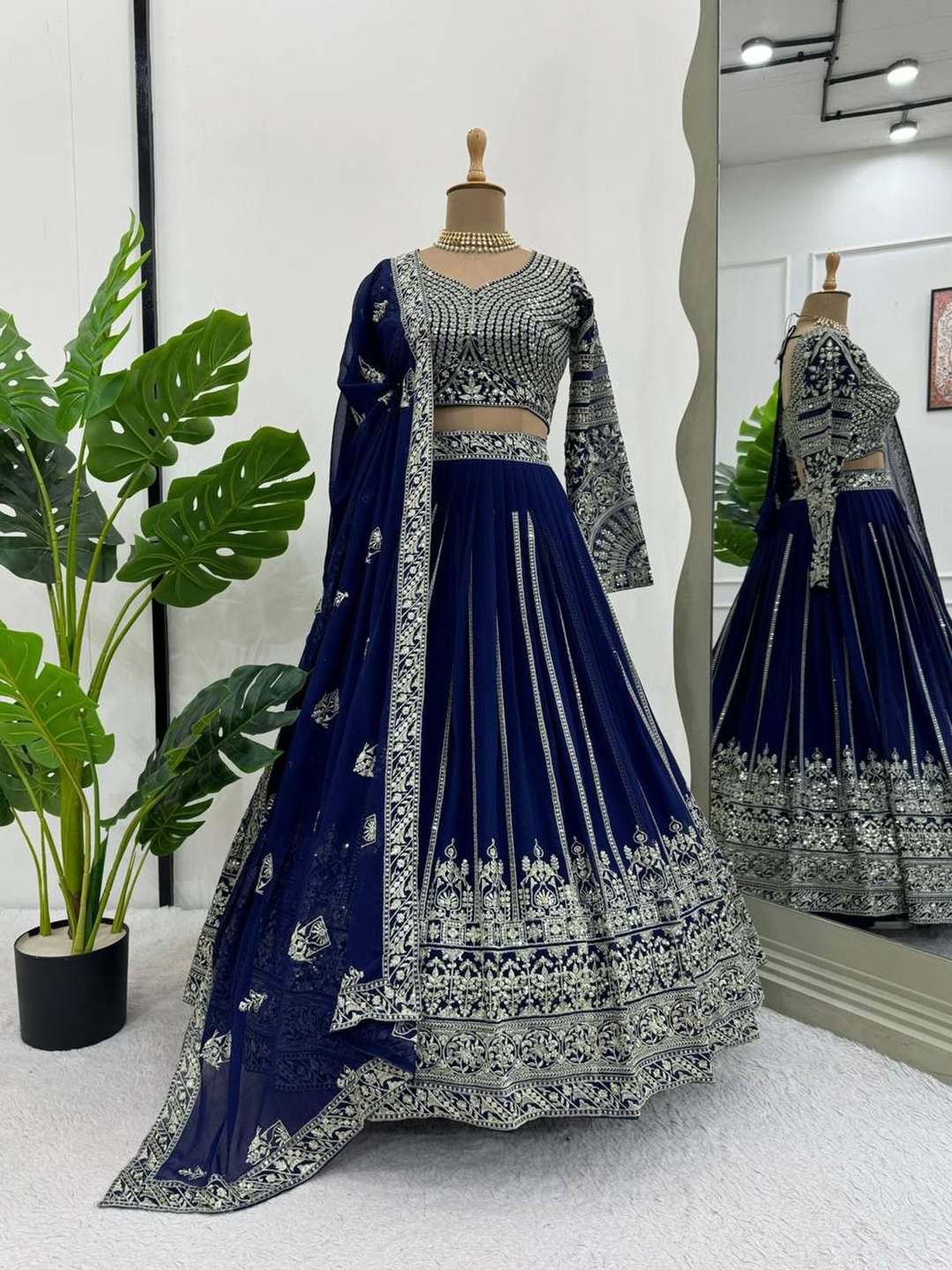 VILLE FASHION Embroidered Sequinned Semi-Stitched Lehenga & Unstitched Blouse With Dupatta, Blue
VILLE FASHION Embroidered Sequinned Semi-Stitched Lehenga & Unstitched Blouse With Dupatta, Blue