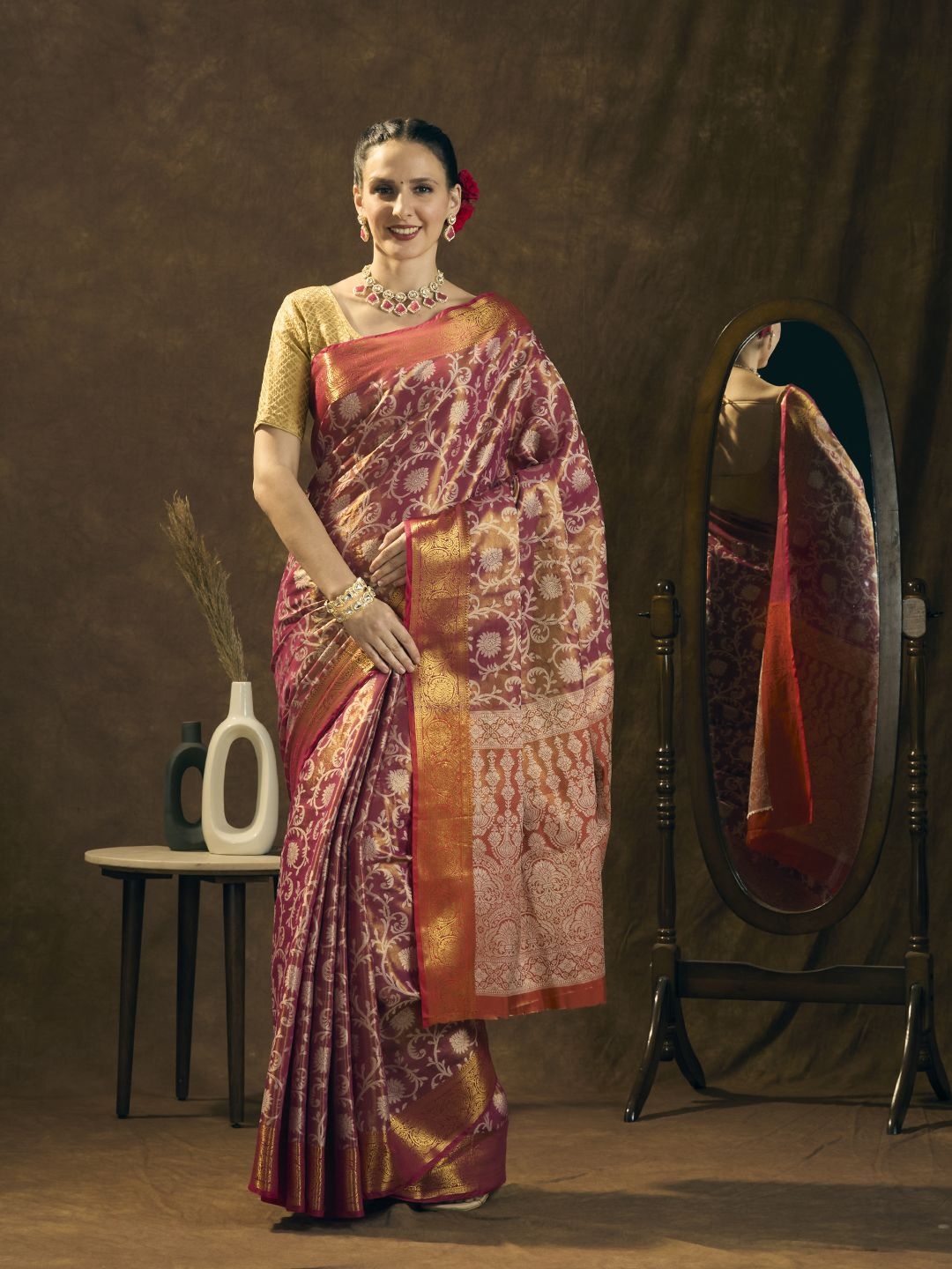 JUST FASHION Women Woven Design Zari Art Silk Kanjeeveram Saree, Pink
JUST FASHION Women Woven Design Zari Art Silk Kanjeeveram Saree, Pink