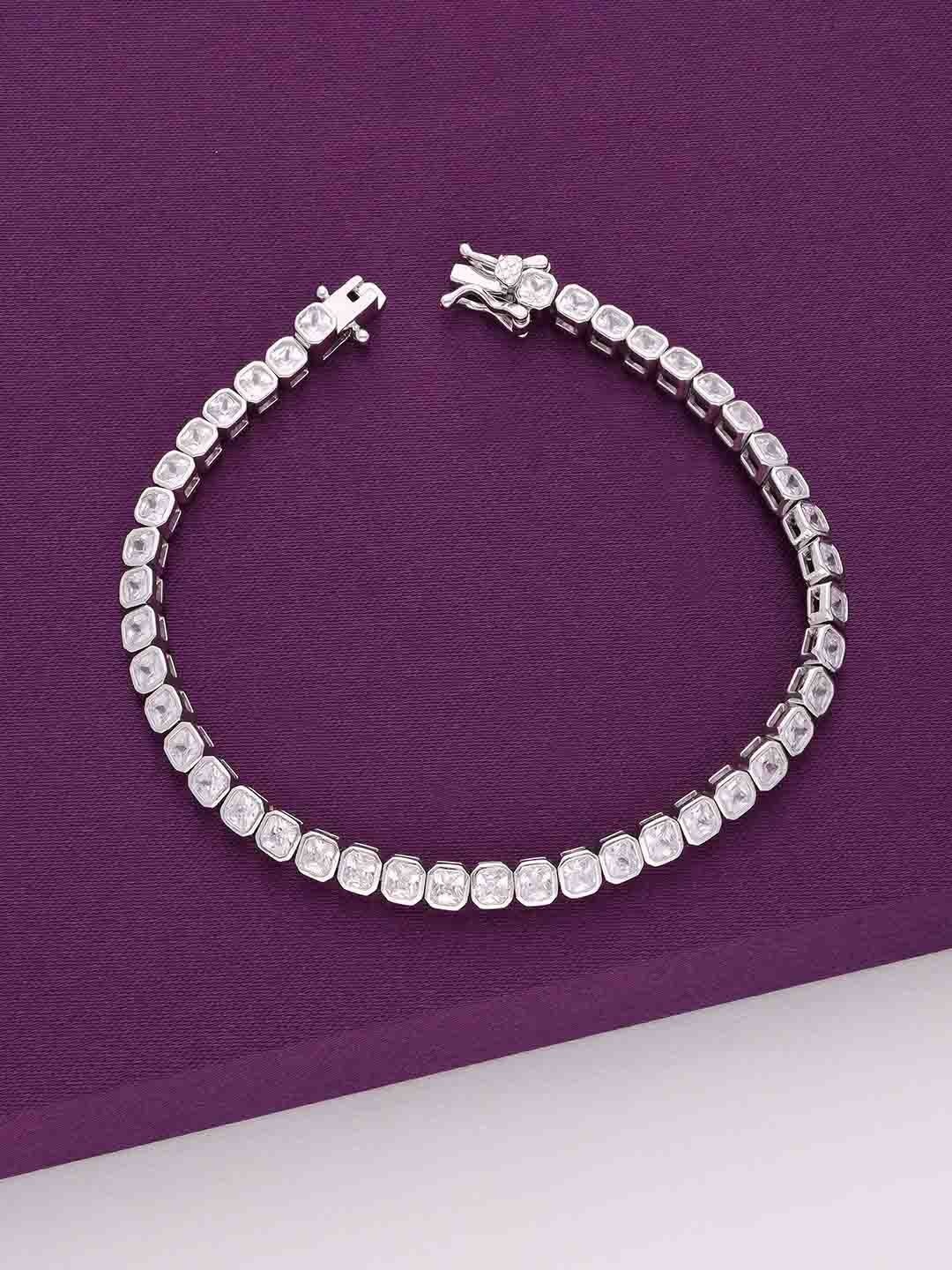 KAI JEWEL Women 92.5 Silver CZ & Crystal Studded Rhodium-Plated Hearts Link Bracelet
KAI JEWEL Women 92.5 Silver CZ & Crystal Studded Rhodium-Plated Hearts Link Bracelet