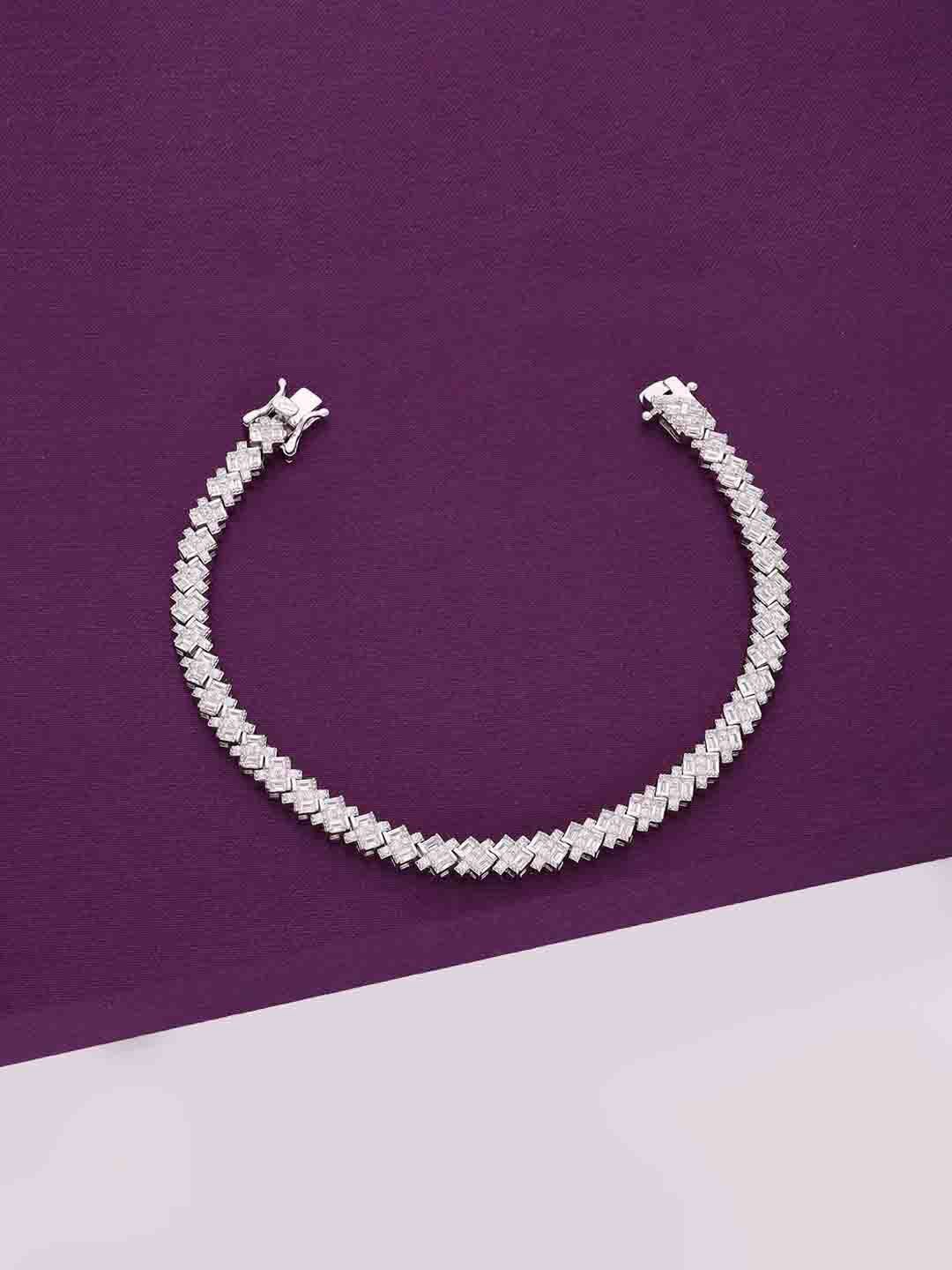 KAI JEWEL Women 92.5 Silver Charming Cuban Cut Cubic Zirconia Rhodium-Plated Link Bracelet
KAI JEWEL Women 92.5 Silver Charming Cuban Cut Cubic Zirconia Rhodium-Plated Link Bracelet
