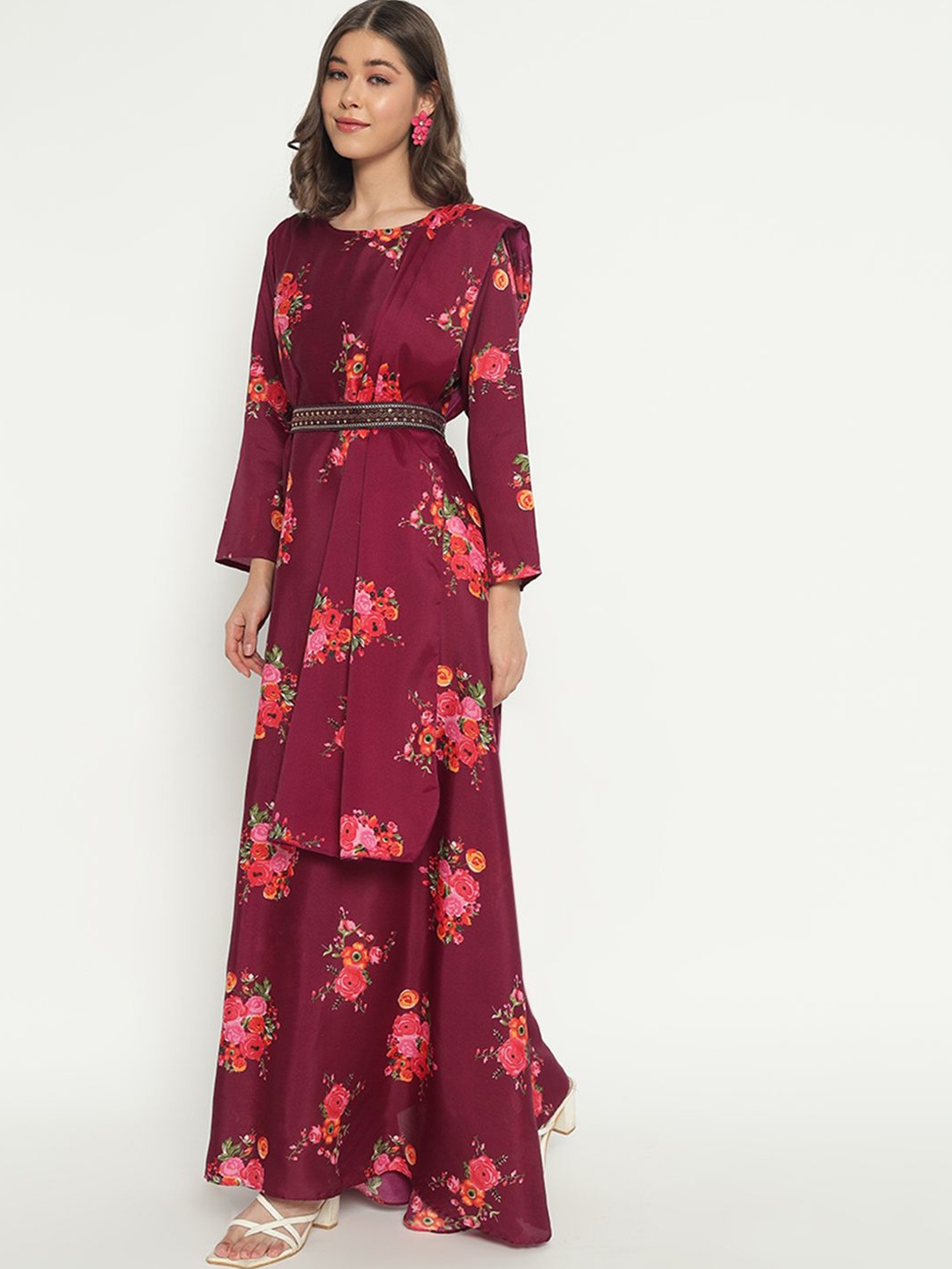 Raiyani Enterprise Women Printed Fit & Flare Maxi Ethnic Dress With Dupatta and Belt, Maroon
Raiyani Enterprise Women Printed Fit & Flare Maxi Ethnic Dress With Dupatta and Belt, Maroon