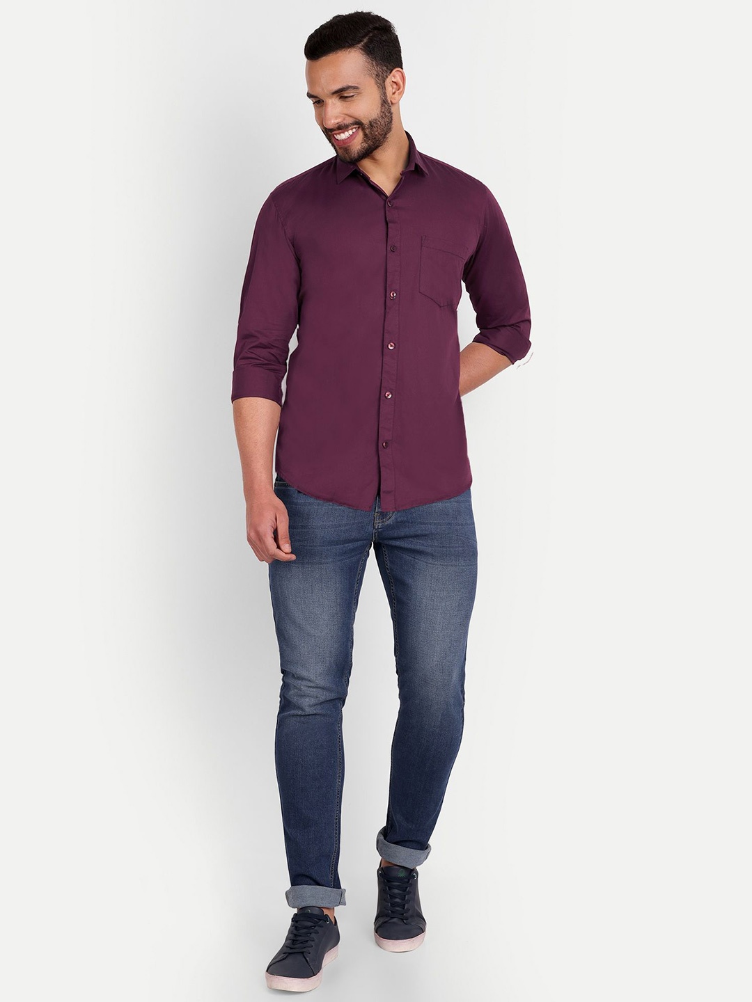 Mast & Harbour Men India Slim Fit Cutaway Collar Solid Cotton Casual Shirt, Magenta
Mast & Harbour Men India Slim Fit Cutaway Collar Solid Cotton Casual Shirt, Magenta