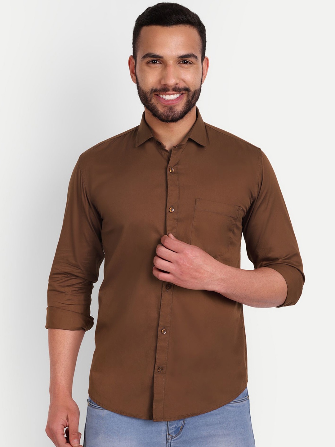 Mast & Harbour Men India Slim Fit Cutaway Collar Solid Cotton Casual Shirt, Coffee brown
Mast & Harbour Men India Slim Fit Cutaway Collar Solid Cotton Casual Shirt, Coffee brown