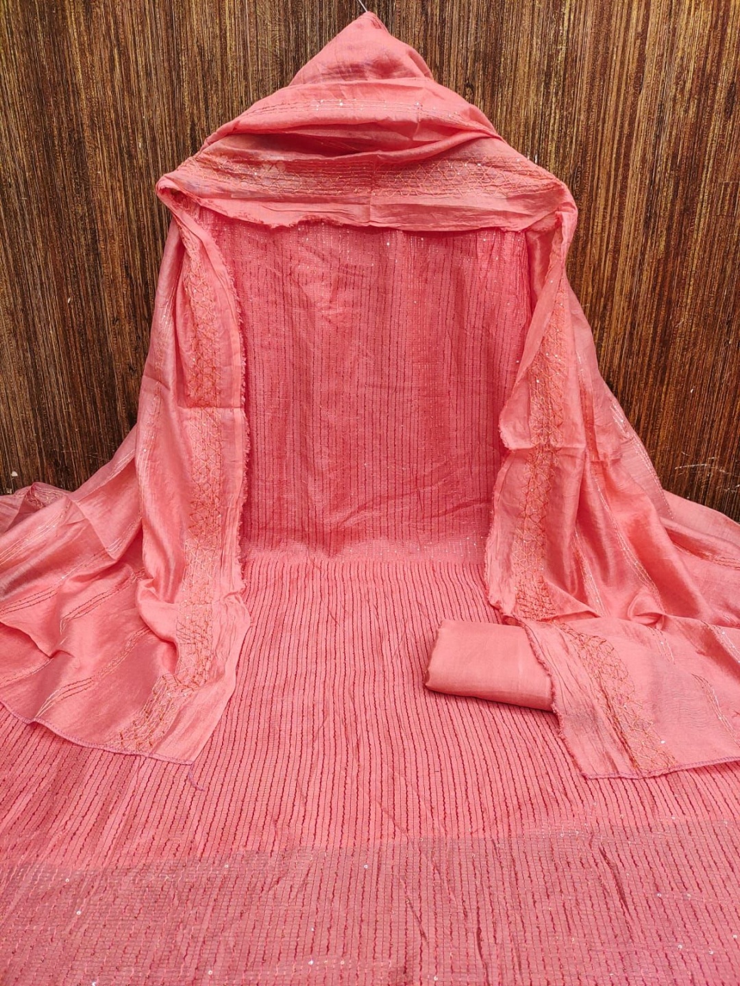 A TO Z CART Striped Embroidered Sequinned Unstitched Dress Material, Peach
A TO Z CART Striped Embroidered Sequinned Unstitched Dress Material, Peach