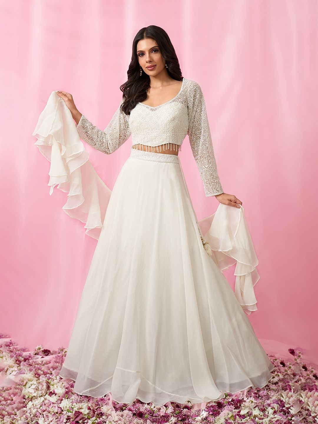 Alaya Advani Embroidered Beads Stones Organza Ready to Wear Lehenga & Blouse With Dupatta, White
Alaya Advani Embroidered Beads Stones Organza Ready to Wear Lehenga & Blouse With Dupatta, White
