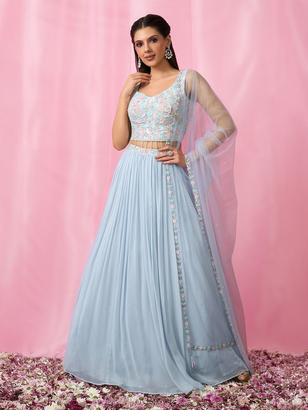 Alaya Advani Embellished Sequinned Ready to Wear Lehenga & Blouse With Dupatta, Blue
Alaya Advani Embellished Sequinned Ready to Wear Lehenga & Blouse With Dupatta, Blue