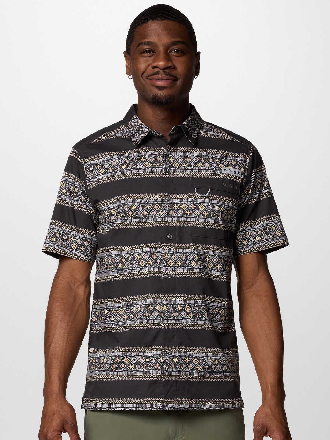 Columbia Men Classic Slim Fit Spread Collar Geometric Printed Cotton Casual Shirt, Black
Columbia Men Classic Slim Fit Spread Collar Geometric Printed Cotton Casual Shirt, Black