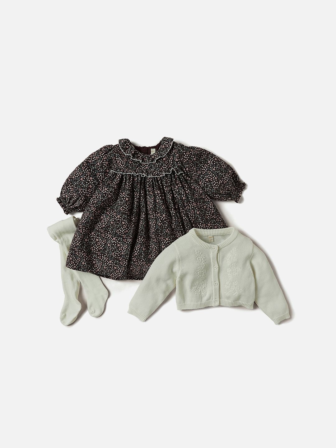 Giggles by Babyshop Girls Floral Printed Cotton A-Line Dress with Tights and Cardigan, Black
Giggles by Babyshop Girls Floral Printed Cotton A-Line Dress with Tights and Cardigan, Black