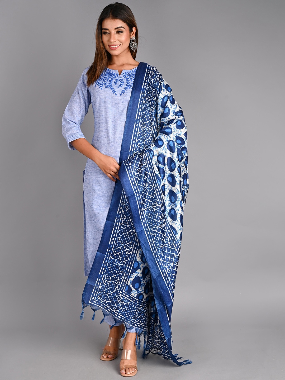 The Hope Abstract Printed Thread Work Pure Cotton Kurta With Trousers And Dupatta, Blue
The Hope Abstract Printed Thread Work Pure Cotton Kurta With Trousers And Dupatta, Blue