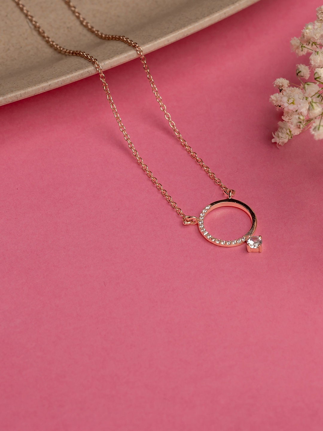 Ruhaani Sterling Silver Rhodium-Plated Cubic Zirconia Petite Halo Pendant With Chain, Rose gold
Ruhaani Sterling Silver Rhodium-Plated Cubic Zirconia Petite Halo Pendant With Chain, Rose gold