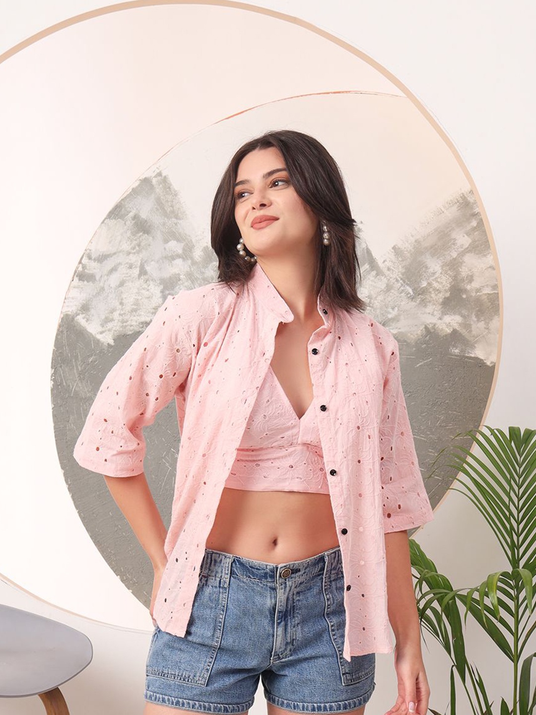 PRENEA Women Standard Textured Self Design Cotton Casual Shirt With Hakoba Bra, Pink
PRENEA Women Standard Textured Self Design Cotton Casual Shirt With Hakoba Bra, Pink