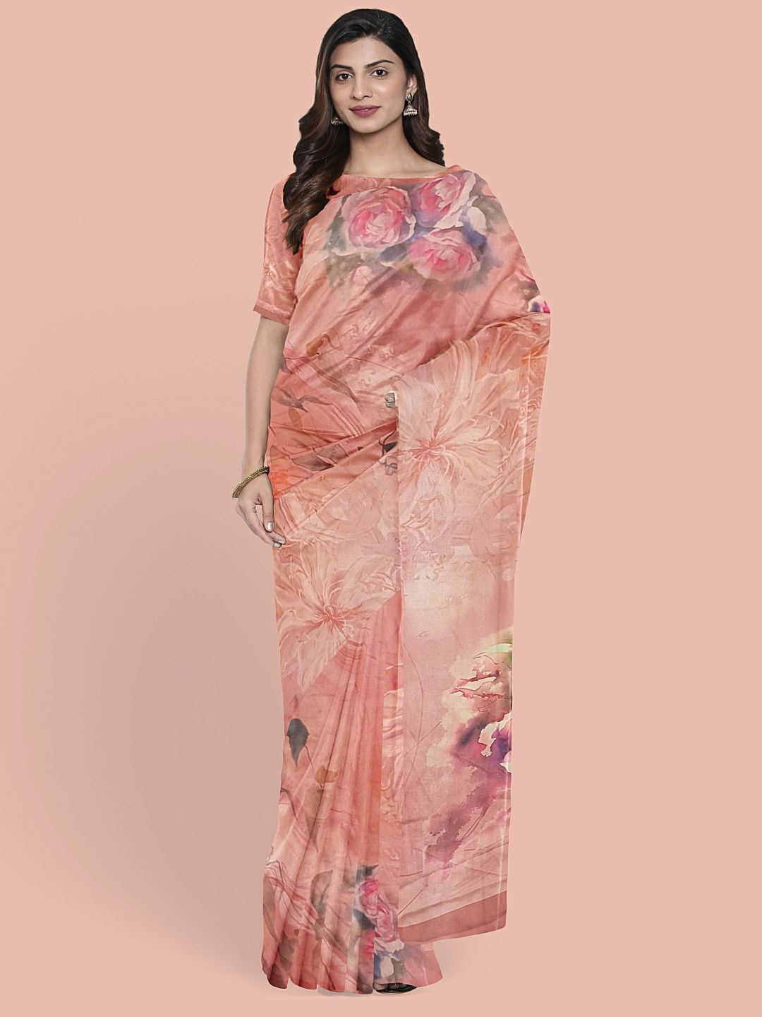 Avyay Creation Floral Printed Saree With Blouse Piece, Peach
Avyay Creation Floral Printed Saree With Blouse Piece, Peach