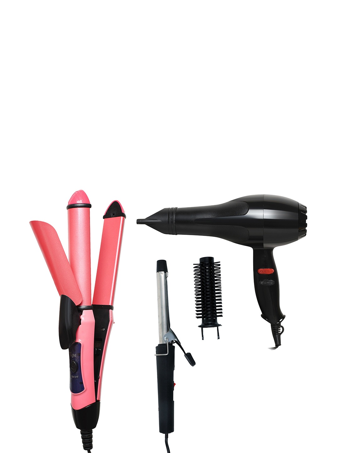 NIRVANI Set of 3 2800 Hair Dryer With 2009 2 in 1 Hair Straightener & Iron Rod Hair Curler, Pink
NIRVANI Set of 3 2800 Hair Dryer With 2009 2 in 1 Hair Straightener & Iron Rod Hair Curler, Pink