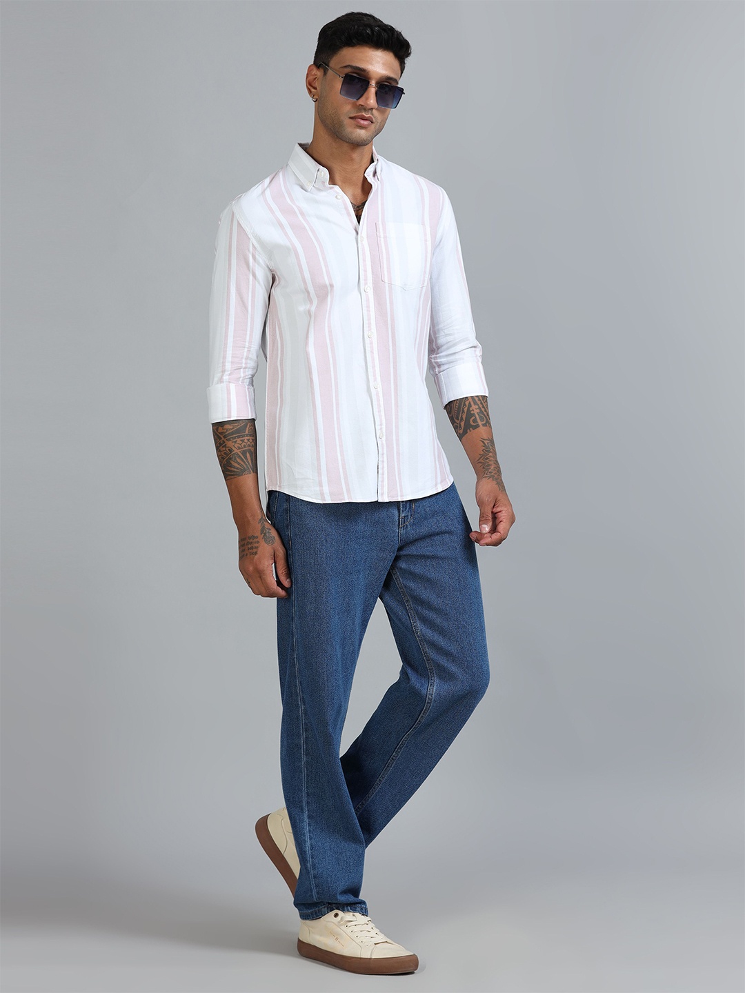 HOUSE OF MAHNOTS Men Comfort Relaxed Fit Vertical Striped Cotton Casual Shirt, White
HOUSE OF MAHNOTS Men Comfort Relaxed Fit Vertical Striped Cotton Casual Shirt, White